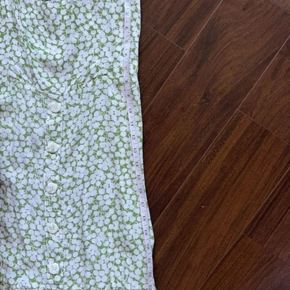 FAITHEULL THE BRAND S Lou Lou Mini Dress Green Floral Flirty Button Up Smocked - Picture 9 of 12